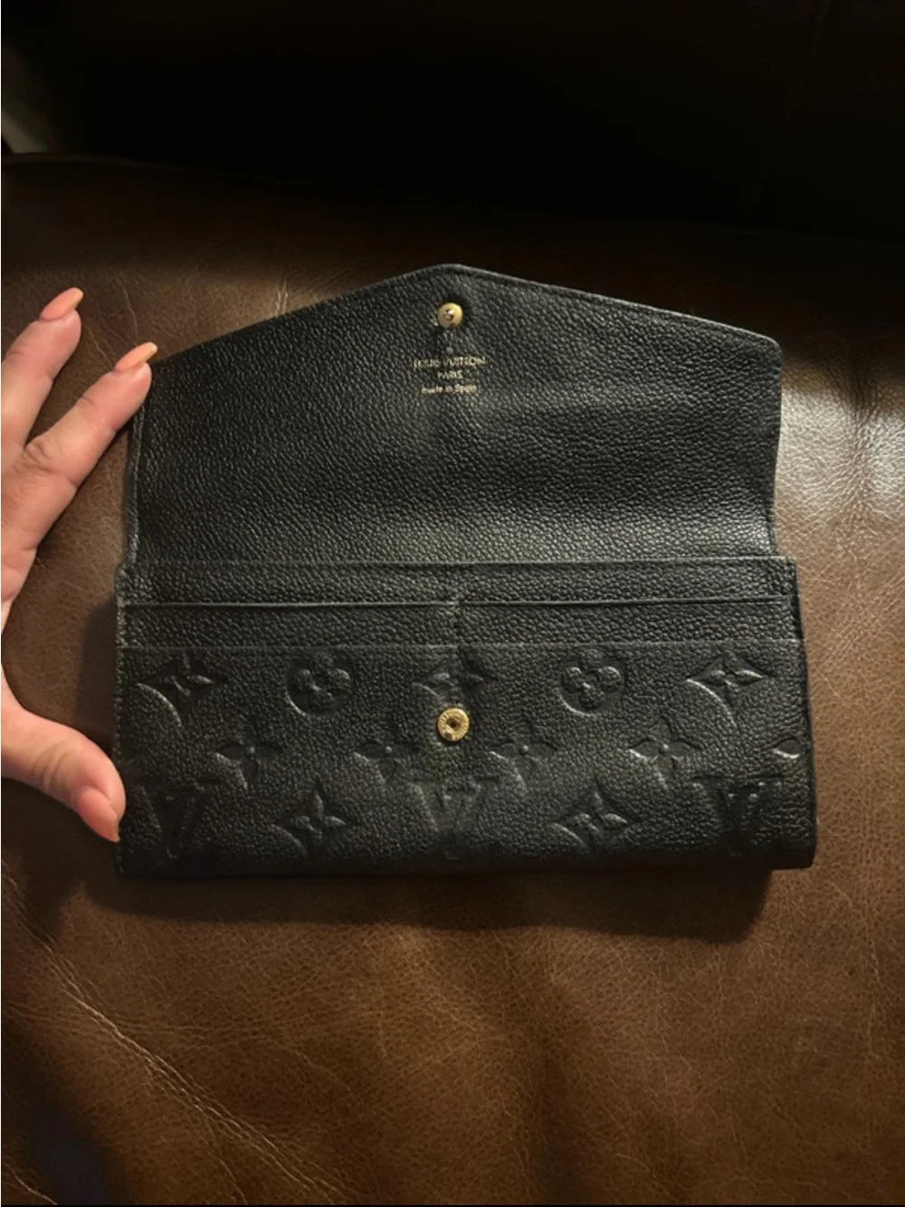 Louis Vuitton Black Monogram Embossed Wallet and Zip Pouch Set